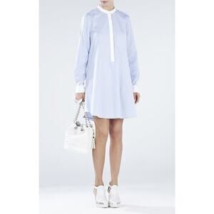 BCBGMAXAZRIA Rebekah Blocked A-Line Shirt Dress FLAW Light Blue Womens XS